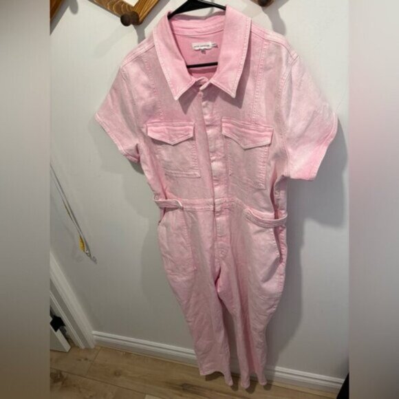 GOOD AMERICAN PINK DENIM FIT FOR SUCCESS JUMPSUIT - Picture 7 of 12